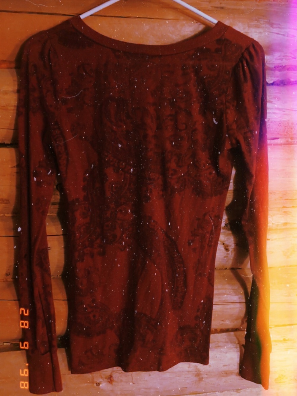 long sleeve burgundy top - Picture 2 of 5